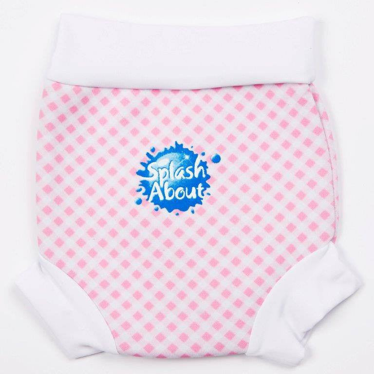 Splash About - Happy Nappy (Pink Gingham/White Rib)-Binky Boppy