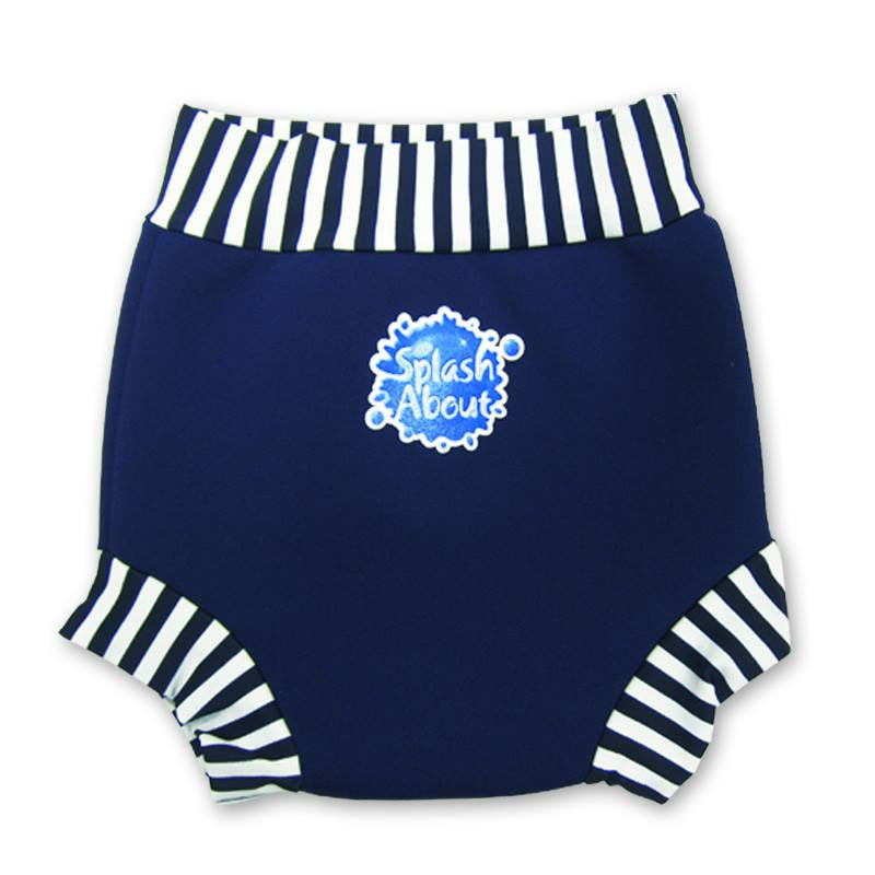 Splash About - Happy Nappy (Navy/Navy & White Stripe Rib)-Binky Boppy