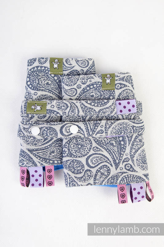 LennyLamb - Paisley Navy & Cream Drool Pads & Reach Straps Set-Binky Boppy