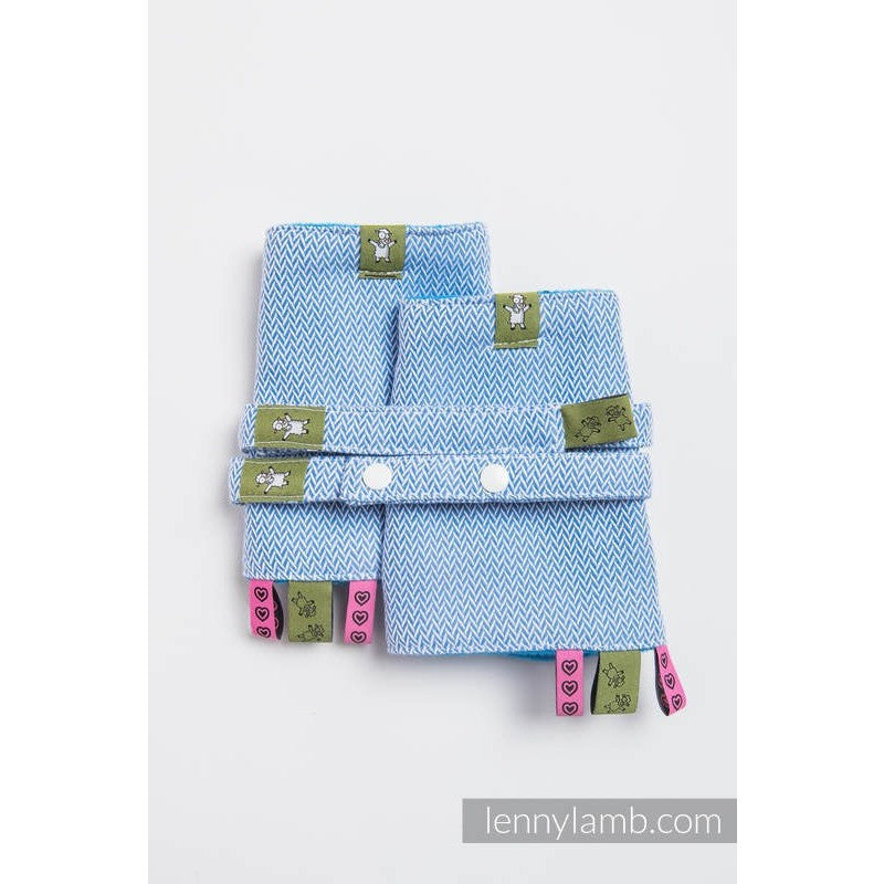 LennyLamb - Little Herringbone Drool Pads & Reach Straps Set-Binky Boppy