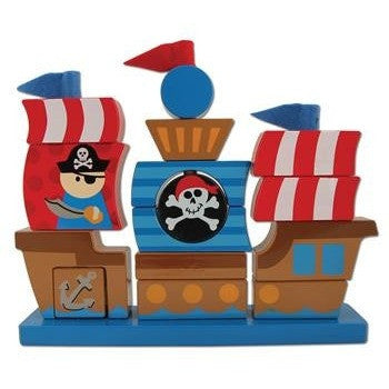 Stephen Joseph - Wooden Stacking Toys (Pirate)-Binky Boppy