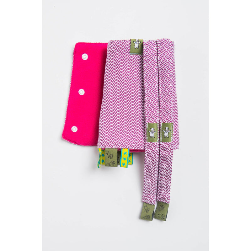 LennyLamb - Little Herringbone Purple Drool Pads & Reach Straps Set-Binky Boppy