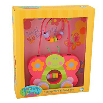 Stephen Joseph - Rolling Wire Bead Toy (Butterfly)-Binky Boppy