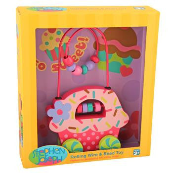 Stephen Joseph - Rolling Wire Bead Toy (Cupcake)-Binky Boppy