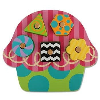 Stephen Joseph - Wooden Peg Puzzle (Cupcake)-Binky Boppy