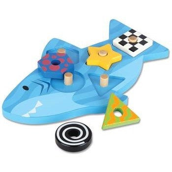 Stephen Joseph - Wooden Peg Puzzle (Shark)-Binky Boppy