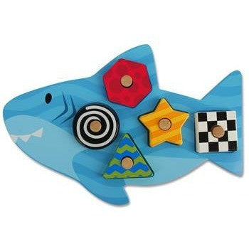 Stephen Joseph - Wooden Peg Puzzle (Shark)-Binky Boppy